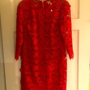 Trina Turk red lace cocktail dress